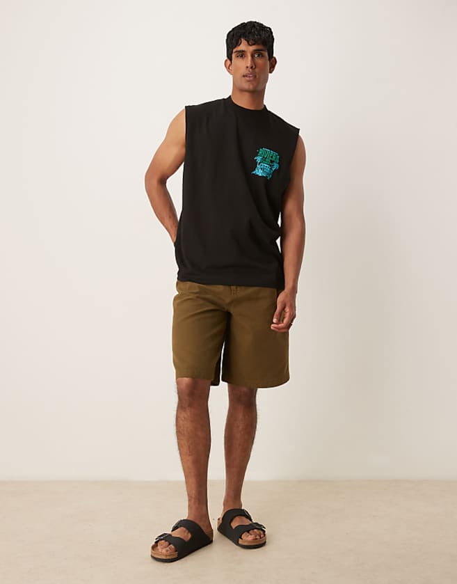 Asos ASOS DESIGN Oversized Tank With High Summer Graphic In Black
