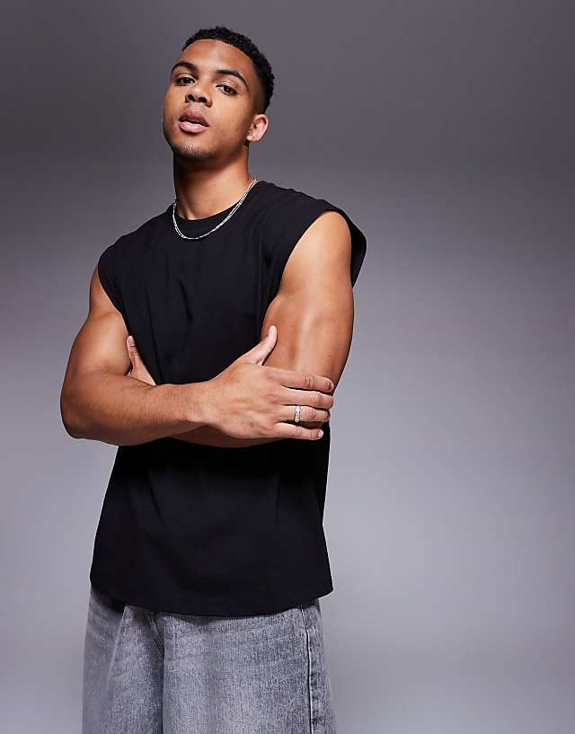 Asos ASOS DESIGN Oversized Tank With Motel Graphic In Black