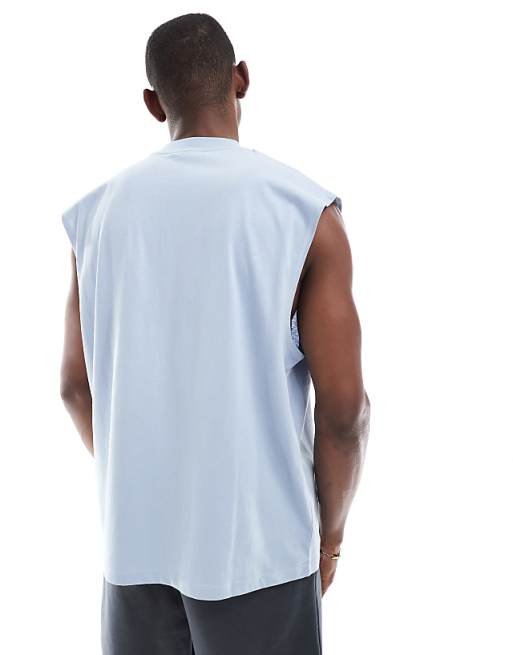 Asos ASOS DESIGN Oversized Tank With Sport Graphic In Blue