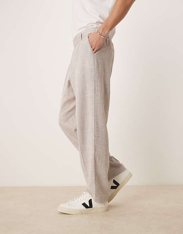 Asos ASOS DESIGN Oversized Tapered Leg Trousers In Beige