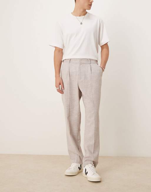 asos ASOS DESIGN oversized tapered leg trousers in beige