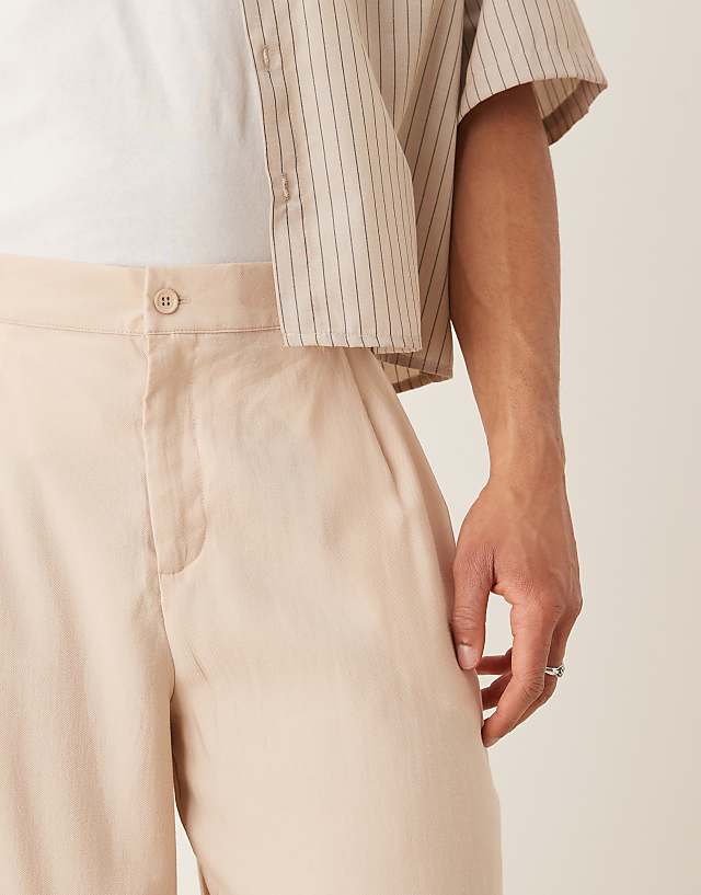 Asos ASOS DESIGN Oversized Tapered Smart Trousers In Beige