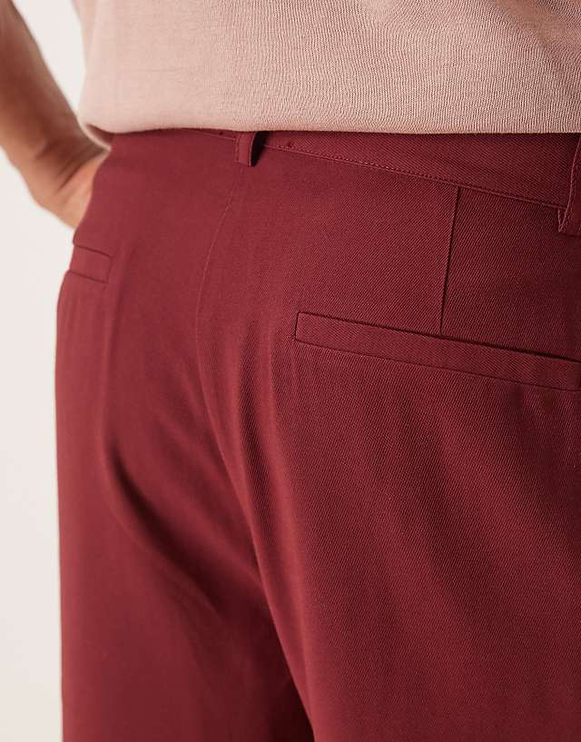 Asos ASOS DESIGN Oversized Tapered Smart Trousers In Burgundy