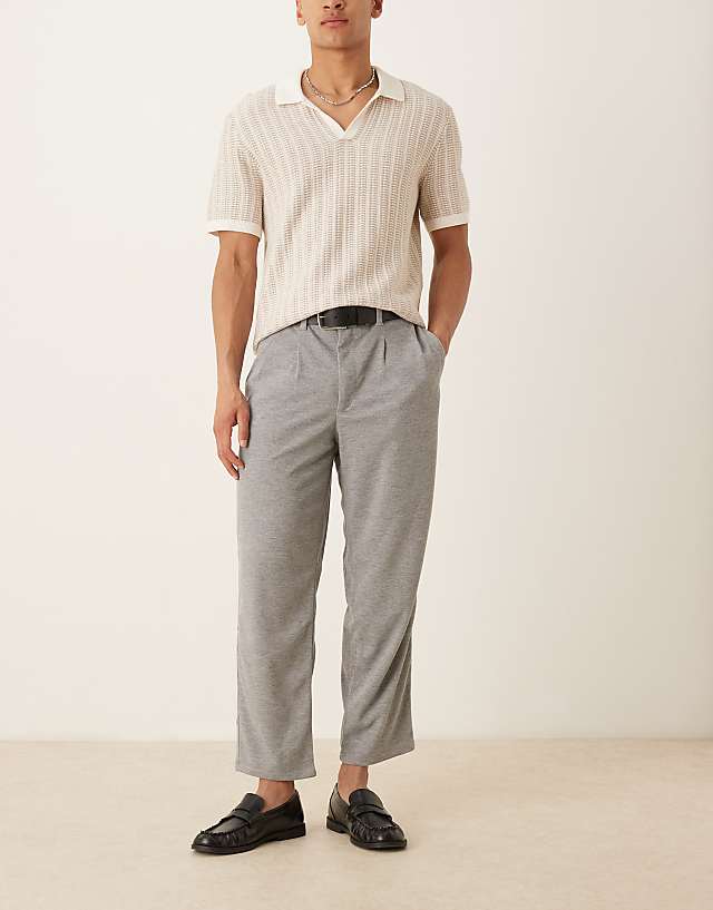 Asos ASOS DESIGN Oversized Tapered Smart Trousers In Grey