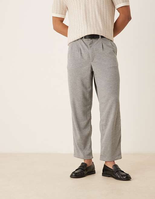 asos ASOS DESIGN oversized tapered smart trousers in grey