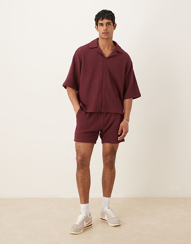 asos ASOS DESIGN oversized textured co ord in brown
