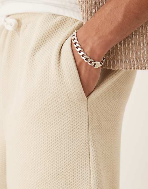 Asos ASOS DESIGN Oversized Textured Shorts In Beige