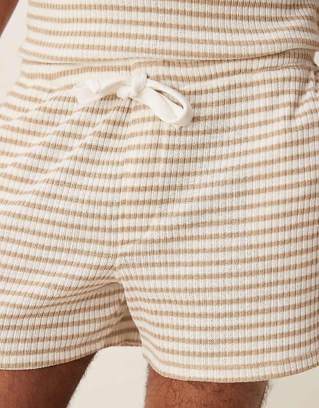 Asos ASOS DESIGN Oversized Textured Stripe Short In Beige