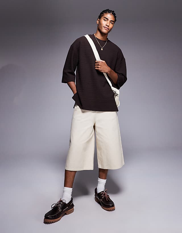 Asos ASOS DESIGN Oversized Textured T-shirt In Brown