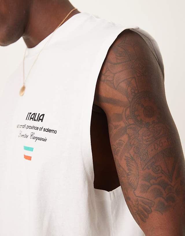 Asos ASOS DESIGN Oversized Vest In White With Limoncello Print