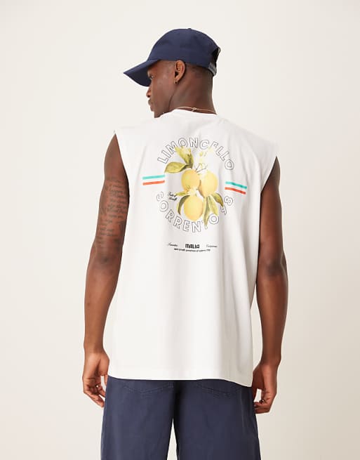 asos ASOS DESIGN oversized vest in white with limoncello print