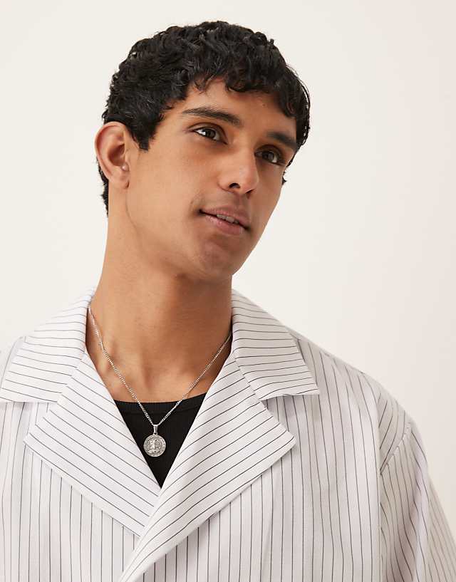 Asos ASOS DESIGN Oversized Wrap Detail Pinstripe Shirt In White