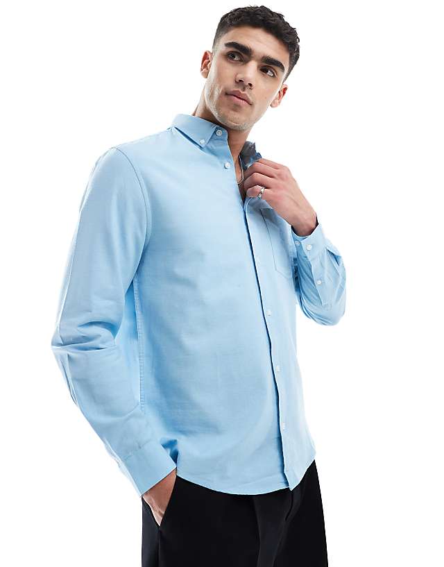 asos ASOS DESIGN oxford regular shirt in light blue