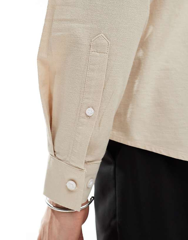 Asos ASOS DESIGN Oxford Regular Shirt In Light Stone