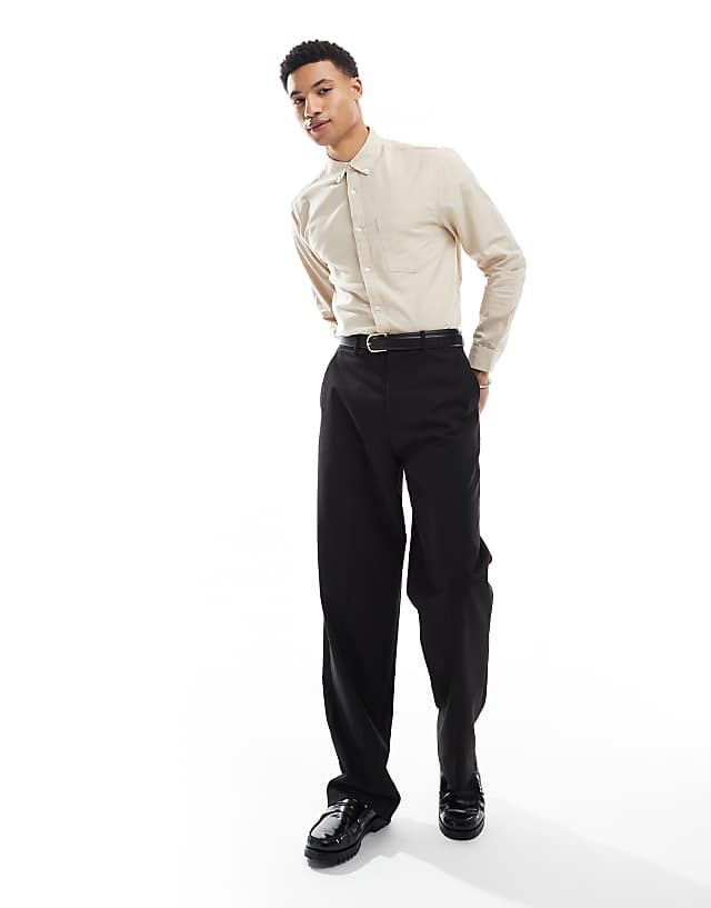 Asos ASOS DESIGN Oxford Regular Shirt In Light Stone