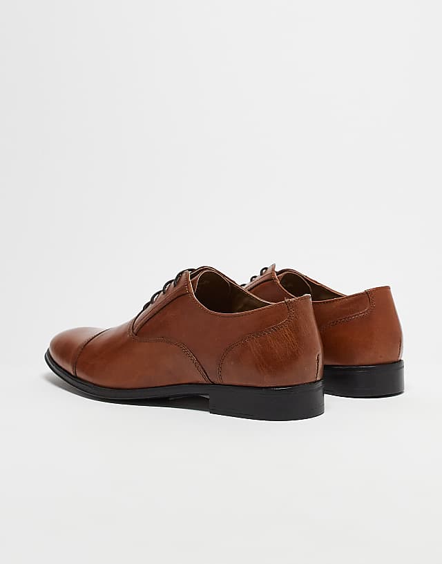 Asos ASOS DESIGN Oxford Shoes In Tan Leather With Toe Cap