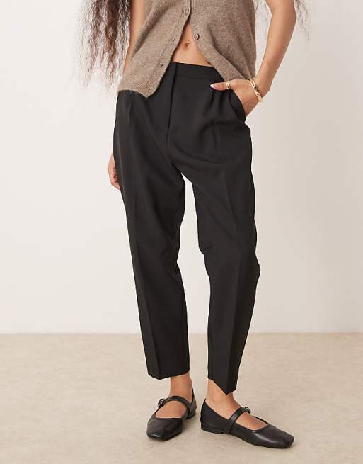 Asos ASOS DESIGN Petite Tailored Tapered Trousers In Black