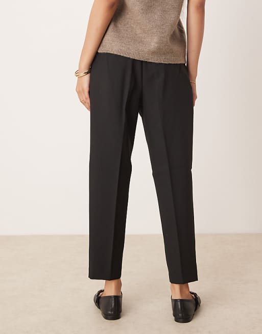 Asos ASOS DESIGN Petite Tailored Tapered Trousers In Black
