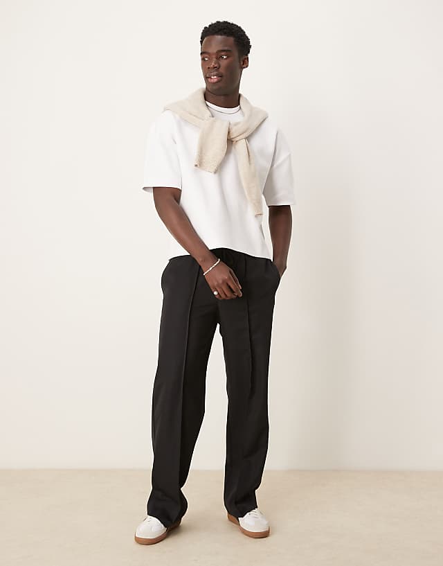 Asos ASOS DESIGN Premium Interlock Oversized Boxy Drop Shoulder T-shirt In White