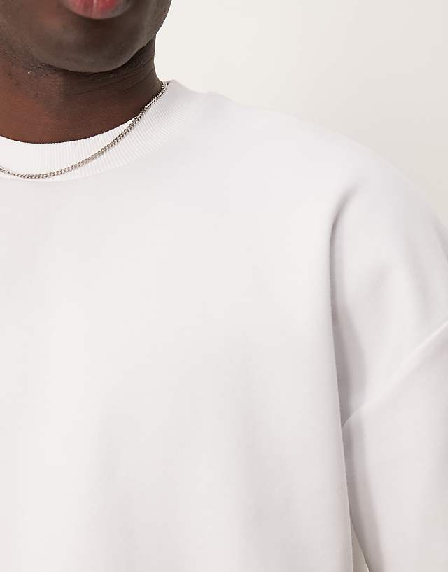 Asos ASOS DESIGN Premium Interlock Oversized Boxy Drop Shoulder T-shirt In White