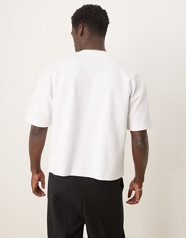 Asos ASOS DESIGN Premium Interlock Oversized Boxy Drop Shoulder T-shirt In White