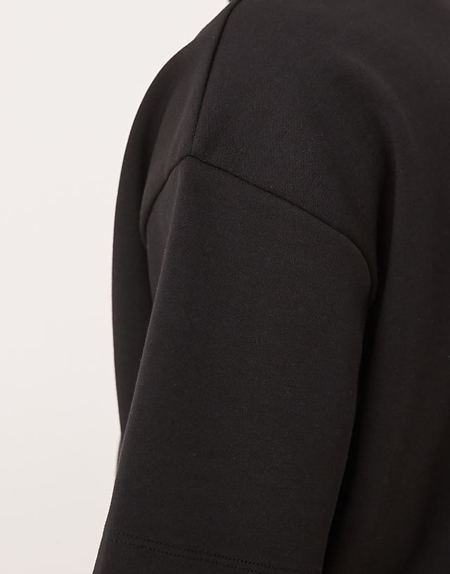 Asos ASOS DESIGN Premium Interlock Oversized Dropped Shoulder High Neck T-shirt In Black