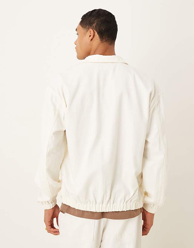 Asos ASOS DESIGN Premium Linen Blend Oversized Track Jacket In White