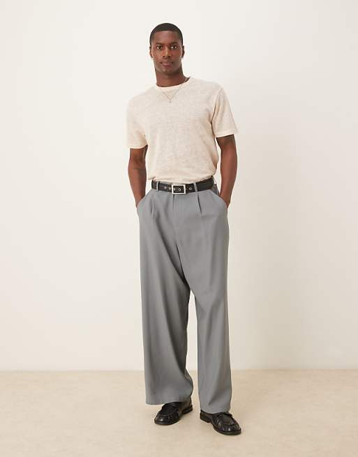 Asos ASOS DESIGN Premium Linen Crew Neck T-shirt In Stone