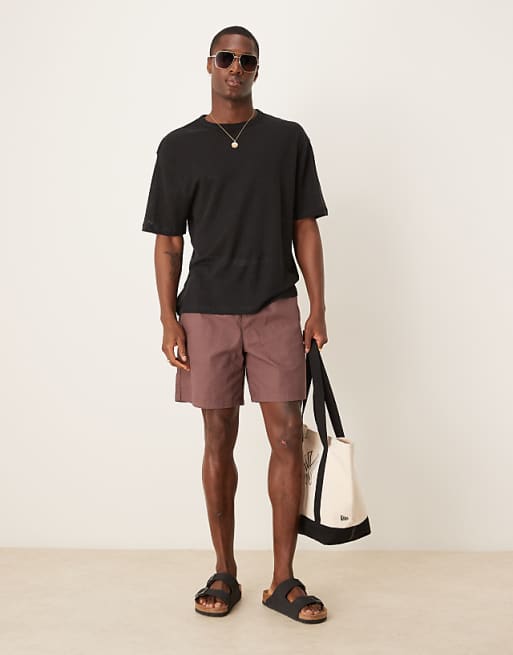 Asos ASOS DESIGN Premium Linen Relaxed Boxy T-shirt In Black