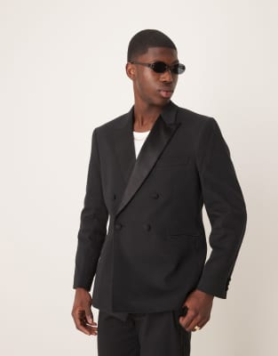 Asos ASOS DESIGN Premium Slim Tuxedo Suit In Black Texture