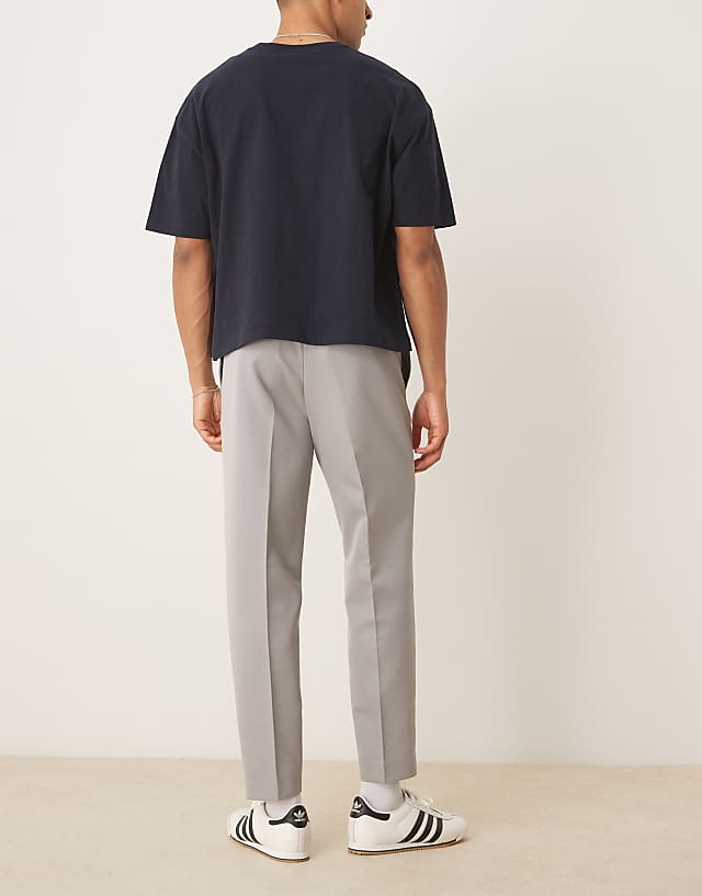 Asos ASOS DESIGN Pull On Smart Tapered Fit Trousers In Grey