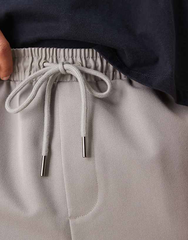 Asos ASOS DESIGN Pull On Smart Tapered Fit Trousers In Grey