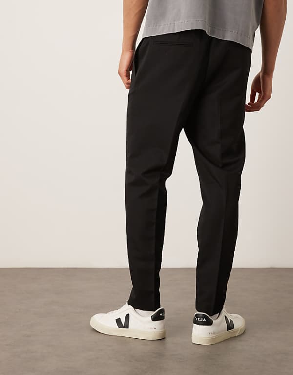 Asos ASOS DESIGN Pull On Smart Tapered Fit Trousers In Black