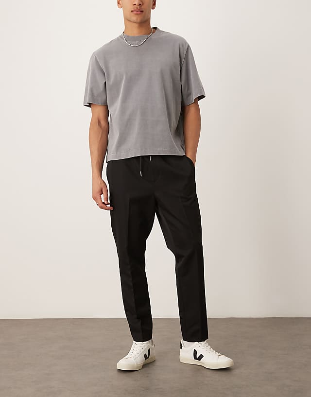 Asos ASOS DESIGN Pull On Smart Tapered Fit Trousers In Black
