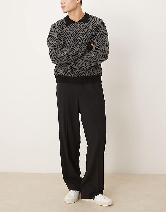 Asos ASOS DESIGN Pull On Smart Wide Leg Trousers Black