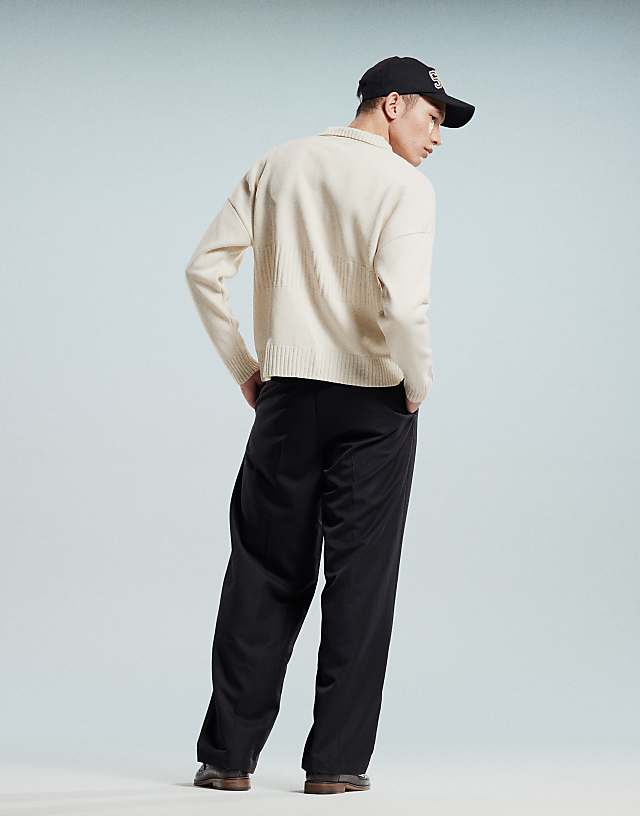 Asos ASOS DESIGN Pull On Smart Wide Leg Trousers In Black