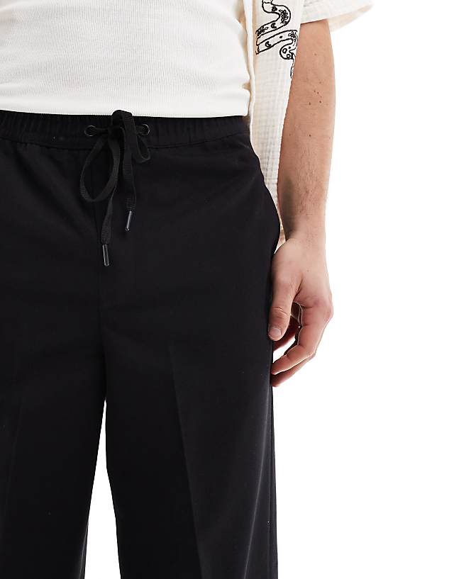 Asos ASOS DESIGN Pull On Smart Wide Leg Trousers In Black