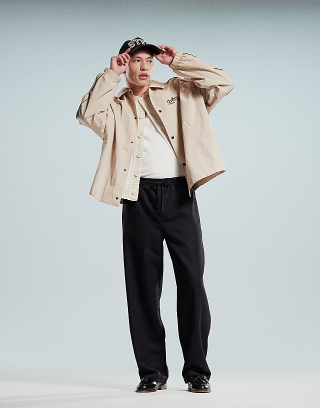 asos ASOS DESIGN pull on smart wide leg trousers in black