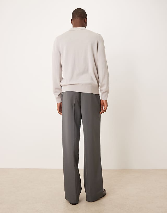 Asos ASOS DESIGN Pull On Smart Wide Leg Trousers In Charcoal