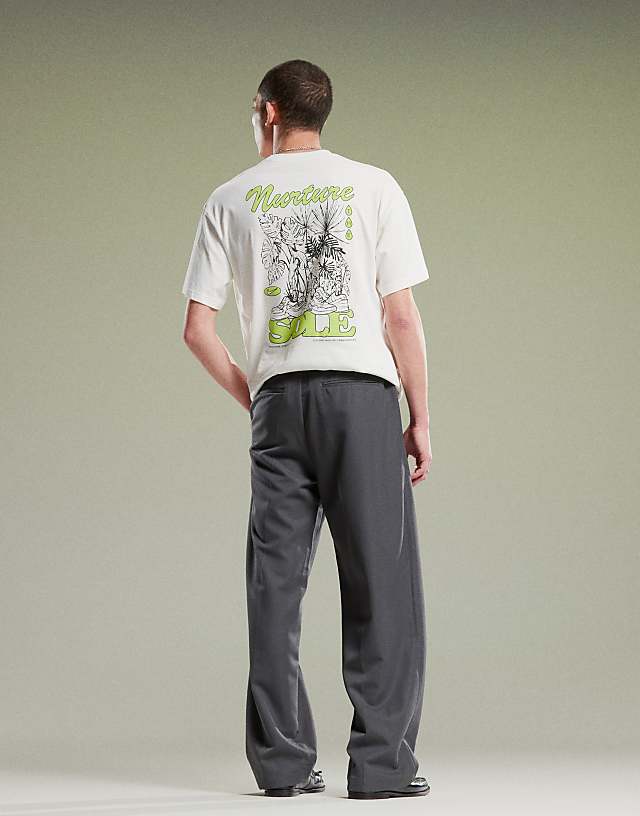 Asos ASOS DESIGN Pull On Smart Wide Leg Trousers In Charcoal