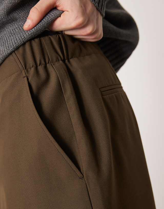 Asos ASOS DESIGN Pull On Smart Wide Leg Trousers In Dark Brown