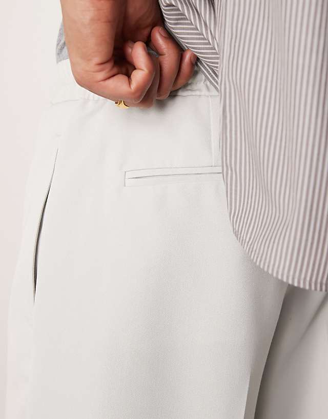 Asos ASOS DESIGN Pull On Smart Wide Leg Trousers In Ice Grey