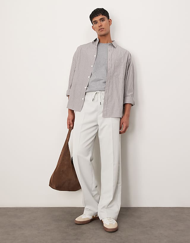 Asos ASOS DESIGN Pull On Smart Wide Leg Trousers In Ice Grey