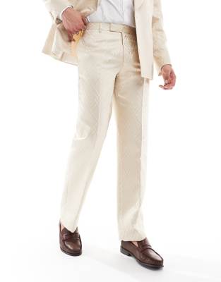 Asos ASOS DESIGN Regular Evening Suit In Stone Jacquard