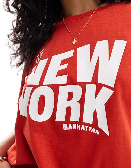 Asos ASOS DESIGN Regular Fit T-shirt With New York Graphic In Red