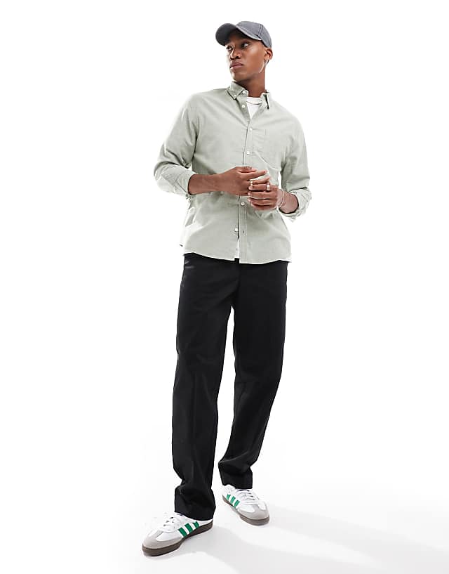 Asos ASOS DESIGN Regular Stretch Oxford Shirt In Light Green