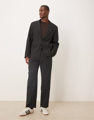 Asos ASOS DESIGN Regular Suit In Black Seersucker Fabric