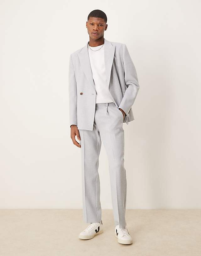 asos ASOS DESIGN regular suit in light grey linen look