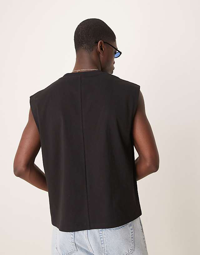 Asos ASOS DESIGN Relaxed Boxy Heavyweight 240gsm Tank In Black