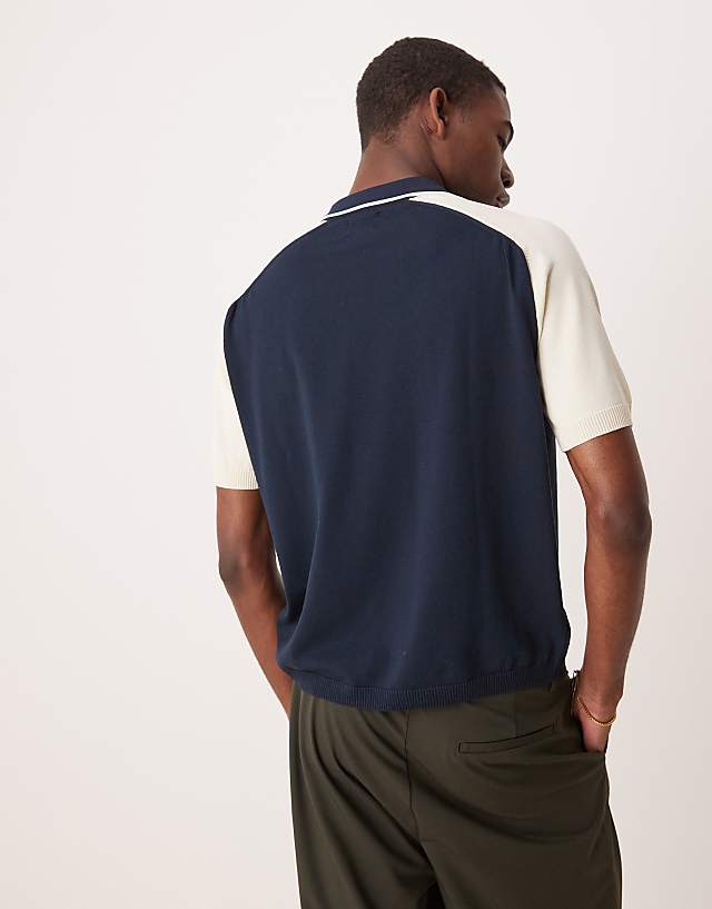 Asos ASOS DESIGN Relaxed Boxy Premium Knitted Zip Polo In Green